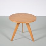 m26402 1950s Round oak high coffee table in Prouvé style Netherlands