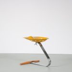 m26363 1970s Mezzadro stool, wood with chrome base and yellow metal tractor seat Achille e Pier Giacomo Castiglioni Zanotta, Italy
