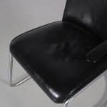m26367 1930s Early easy chair model "413", with original black leather upholstery Gispen, Netherlands