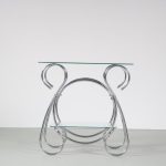 m26386 1930s Chrome pipe frame tray table with two glass tops