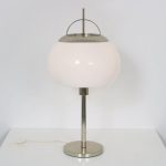 L4993 1970s Chrome table lamp with white plexiglass hood Belgium