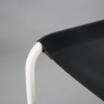 m26438 1970s Dining / side chair on white metal frame with black leather upholstery Mart Stam Thonet, Germany