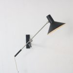 L4947 1960s Model 7105 wall lamp with black metal Hoogervorst Anvia, Netherlands