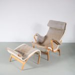 m26439 1960s Easy chair with foot stool model Pernilla Bruno Mathsson Dux, Sweden