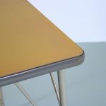 m26370 1950s Rare dining table on grey metal base with yellow linoleum top Wim Rietveld Gispen, Netherlands
