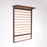 m26475 1960s Two toned teak with birch wall mounted coat rack Netherlands