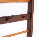 m26475 1960s Two toned teak with birch wall mounted coat rack Netherlands
