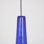 L4935 1960s Large blue glass cone shaped hanging lamp Vistosi, Italy