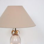 m26160 1970s Luxury table lamp in brass with daum glass egg and fabric hood Maison Dauphin, France