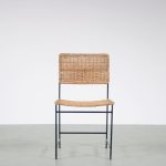 m25479 1950s Dining chair on black wire metal base with wicker upholstery Herta Maria Witzemann Wide + Spieth / Germany