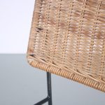 m25479 1950s Dining chair on black wire metal base with wicker upholstery Herta Maria Witzemann Wide + Spieth / Germany
