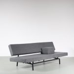 m26261 1960s 3-Seater sofa / sleeping bench on black metal base with new upholstery Martin Visser Spectrum, Netherlands