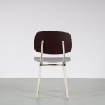 m26493 1960s Dining / side chair on white metal base with bordeaux red ciranol seat and back Friso Kramer Ahrend de Cirkel, Netherlands