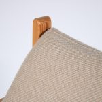 m26543 1970s Pine wooden easy chair with canvas and fabric upholstery Sorlie Mobler Sarpsborg, Norway