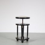 m26532 1930s Piano stool in black lacquered wood with brass details Netherlands