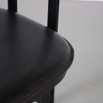 m26513 1980s Side chair on black metal base with neck leather upholstery Gastone Rinaldi Thema, Italy