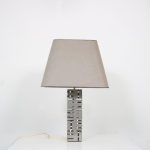 L5064 1960s Table lamp brushed stainless steel table lamp with grey fabric hood Max Sauze style France