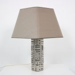 L5064 1960s Table lamp brushed stainless steel table lamp with grey fabric hood Max Sauze style France