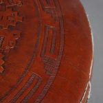m26548 1960s Rare carved leather pouf Angel Pazmino Ecuador