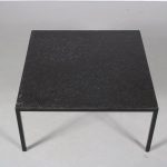 m26560 1950s Square coffee table on black metal base with slate top Floris Fiedeldij Artimeta, Netherlands