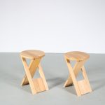 m26587-8 1970s Beech wooden folding stool model "Suzy" by Adrian Reed for Princes Design Works Ltd, UK