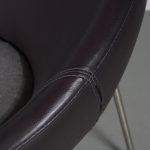 m26652-3 2000s Easy chair on thin chrome base with dark aubergine leather and grey wool cushion Bert Plantagie Netherlands