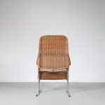 m26602 1950s Pair of wicker easy chairs on chrome metal base / Dirk van Sliedregt / Rohé, Netherlands