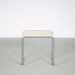 m26651 1920s Bauhaus style side table, chrome frame with white wooden top Breuer style Germany