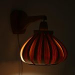 L5082 1970s Pine wall lamp with plywooden hood by Translandia, Denmark