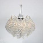 L5022 1970s Lucite helix shaped hanging lamp in Kalmar style Germany