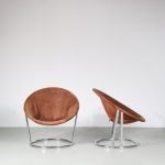 m26670 1970s Pair of sling chairs on chrome metal base with suède upholstery Lush & Co, Germany