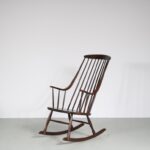 m26771 1960s Dark stained wooden rocking chair Lena Larsen Nesto, Sweden