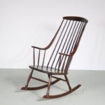 m26771 1960s Dark stained wooden rocking chair Lena Larsen Nesto, Sweden