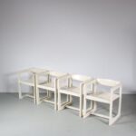 m26853 1960s Set of 4 White painted pine wooden dining chairs Edvin Helseth Trybo, Norway