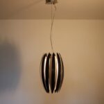 L4981 1980s Black with chrome metal hanging lamp, model Jaws Frandsen, Denmark