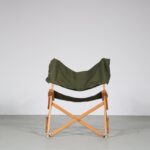 m26854 1960s Wood with canvas folding chair model Praia Pier Giacomo Castiglioni Gavina, Italy