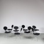 m26739 1950s Set of 8 chrome wire dining chairs, 1990s production Charles & Ray Eames Vitra, Germany