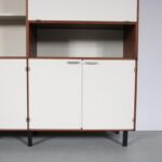 m26948 1960s Wengé with white wooden highboard on black metal base Cees Braakman Pastoe, Netherlands