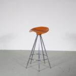 1990s Jamaica stool on chrome metal base with wooden seat Pepe Cortes Knoll International, USA