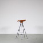 1990s Jamaica stool on chrome metal base with wooden seat Pepe Cortes Knoll International, USA