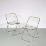 m26990 1970s Chrome with yellow plexiglass folding chair model Plia Giancarlo Piretti Castelli, Italy