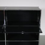 m26974 1980s Large chrome with black metal cabinet Haller, 2 units wide 3 units high, with doors USM Switzerland