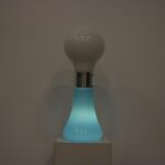 L5160 1960s Birillo Floor lamp in blue glass with aluminium and milk glass shade Carlo Nason Mazzega, Italy