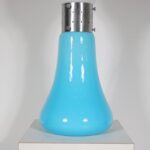 L5160 1960s Birillo Floor lamp in blue glass with aluminium and milk glass shade Carlo Nason Mazzega, Italy