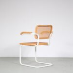 m26896 1970s Cesca Chair with white frame in the style of Marcel Breuer made in Italy