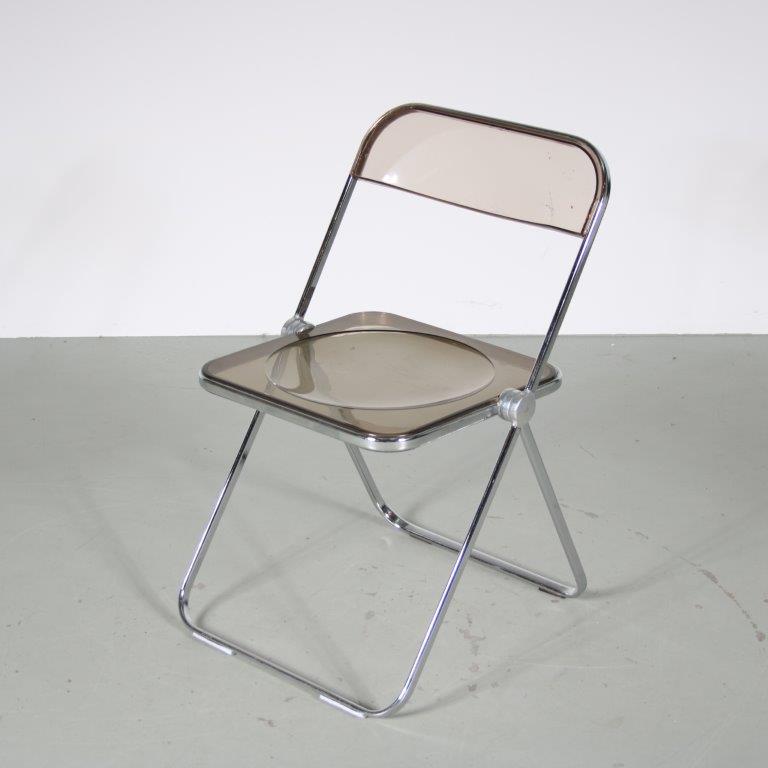 m26994 1970s Chrome with plexiglass folding chair model Plia Giancarlo Piretti Castelli, Italy