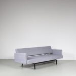 m26861 1950s 3-Seater sleeping sofa with armrests on black metal base with new upholstery Martin Visser Spectrum, Netherlands