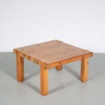 m27043 1970s Square pine coffee table with nice joints Roland Wilhelmsson style Sweden