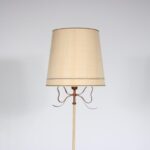 L5164 1950s Brass floor lamp with fabric shade and bowtie decoration France