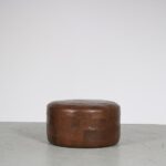 m27072 1970s Brown patchwork leather pouf Netherlands